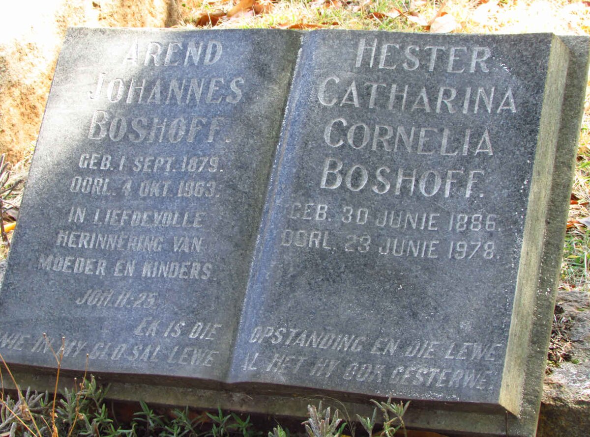BOSHOFF Barend Johannes 1879-1963 &amp; Hester Catharina Cornelia 1886-1978