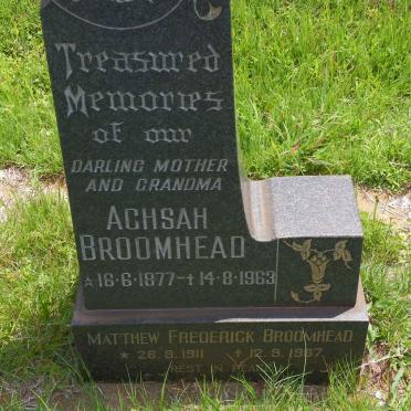 BROOMHEAD Achsah 1877-1963 :: BROOMHEAD Matthew Frederick 1911-1967