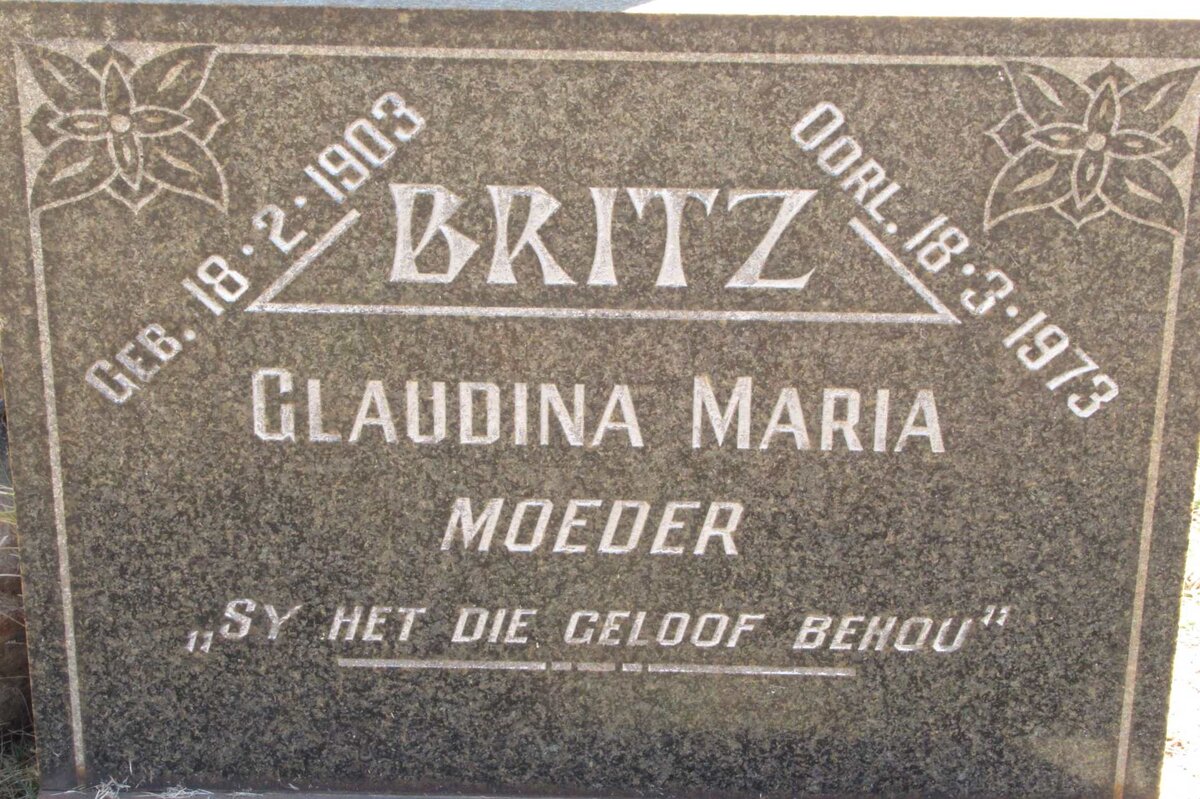 BRITZ Claudina Maria 1903-1973