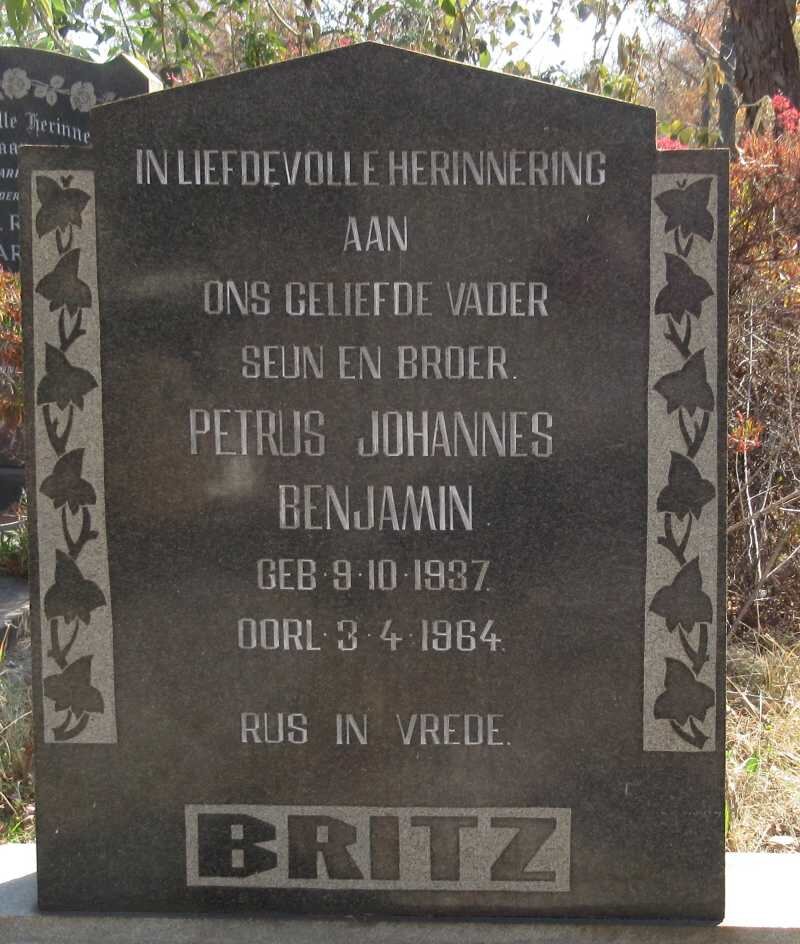 BRITZ Petrus Johannes Benjamin 1937-1964