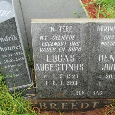 BREEDT Lucas Augestinus 1920-1993 &amp; Hendrina Johanna 1921- :: BREEDT Hendrik Johannes  1958-2015
