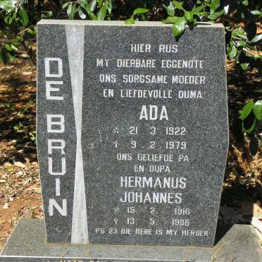BRUIN Hermanus Johannes, de 1916-1986 &amp; Ada 1922-1979