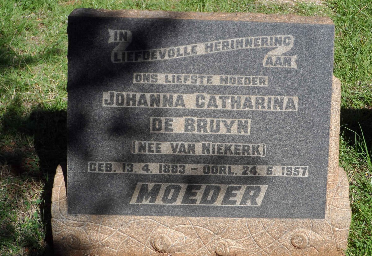 BRUYN Johanna Catharina, de nee VAN NIEKERK 1883-1957