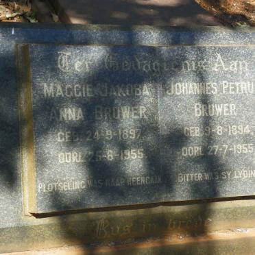 BRUWER Johannes Petrus 1894-1955 &amp; Maggie Jakoba Anna 1897-1955