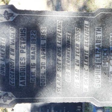 BRUIN Andries Petrus, de 1922-1953 &amp; Sophie Elizabeth MOCK 1925-2006