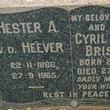 BRISTOW Cyril Ernest 1912-1969 :: V.D. HEEVER Hester A. 1886-1965