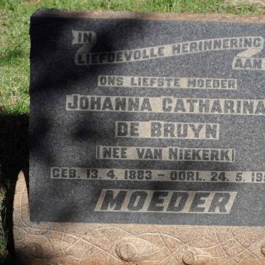 BRUYN Johanna Catharina, de nee VAN NIEKERK 1883-1957