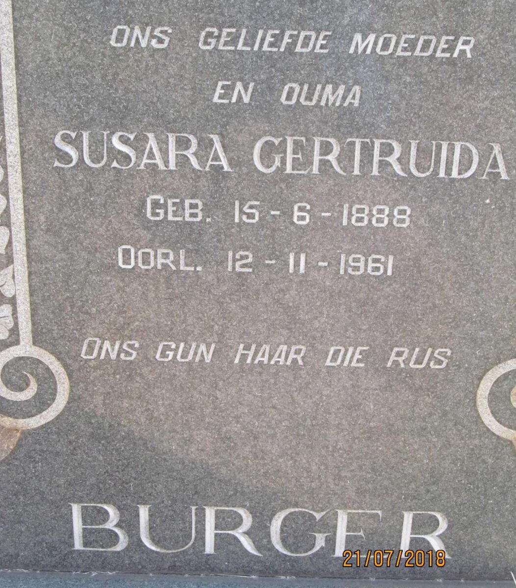 BURGER Susara Gertruida 1888-1961