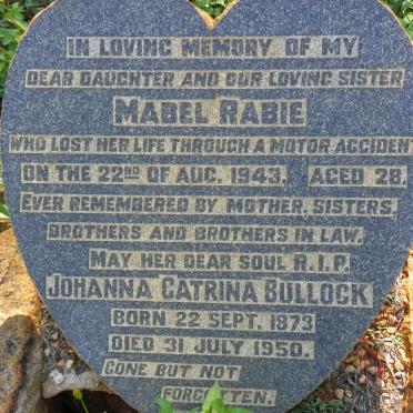 BULLOCK Johanna Catrina 1873-1950 :: RABIE Mabel -1943