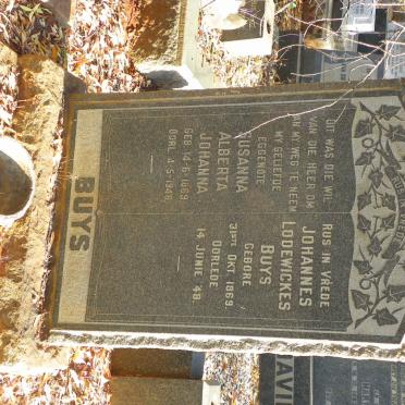 BUYS Johannes Lodewickes 1869-1948 &amp; Susanna Alberta Johanna 1869-1946