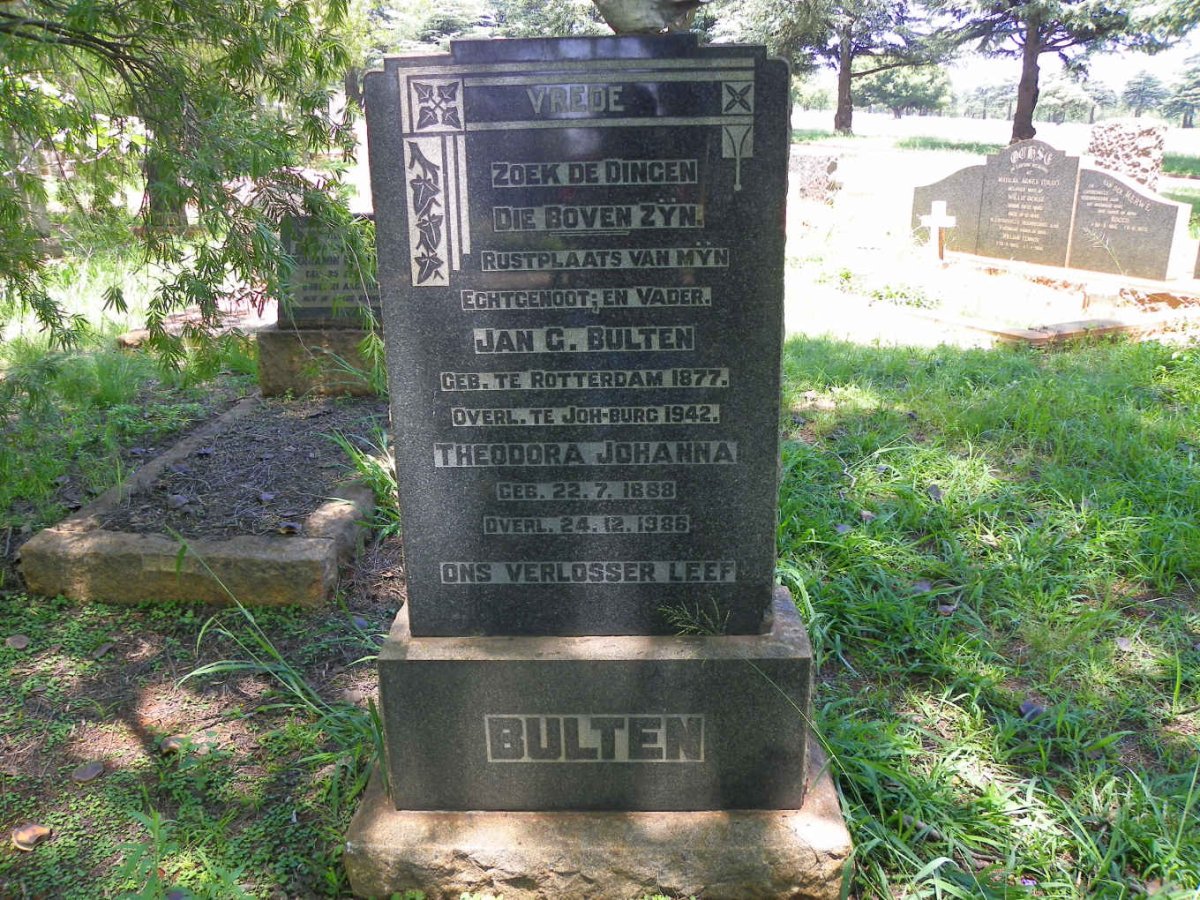 BULTEN Jan G. 1877-1942 &amp; Theodora Johanna 1888-1986