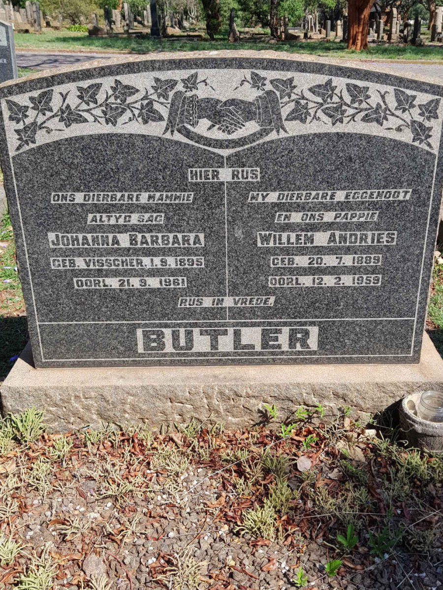 BUTLER Willem Andries 1889-1959 &amp; Johanna Barbara VISSCHER 1895-1961