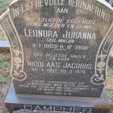 CAMPHER Nicolaas Jacobus 1907-1976 &amp; Leonora Johanna MALAN 1903-1968
