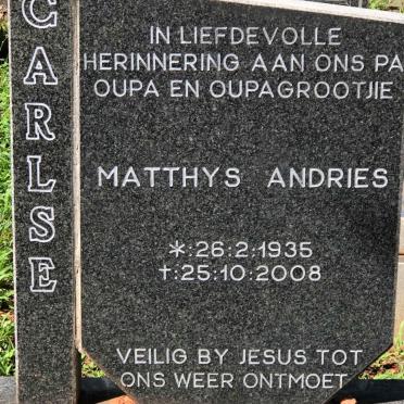 CARLSE Matthys Andries 1935-2008