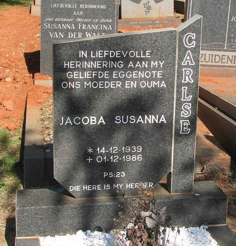 CARLSE Jacoba Susanna 1939-1986