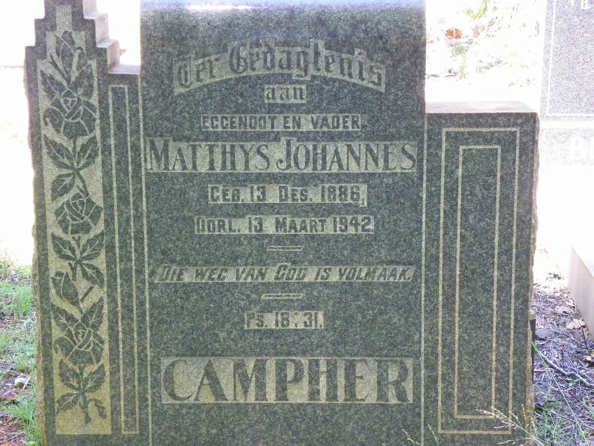 CAMPHER Matthys Johannes 1886-1942