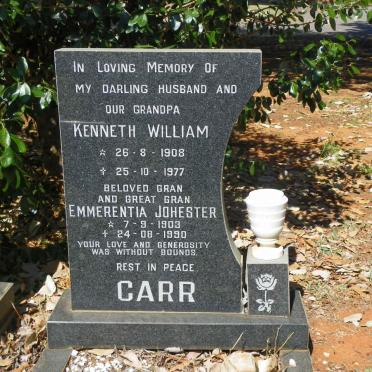 CARR Kenneth William 1908-1977 &amp; Emmerentia Johester 1903-1990