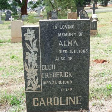 CAROLINE Cecil Frederick -1969 &amp; Alma -1965