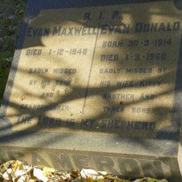 CAMERON Evan Maxwell -1948 :: CAMERON Evan Donald 1914-1960