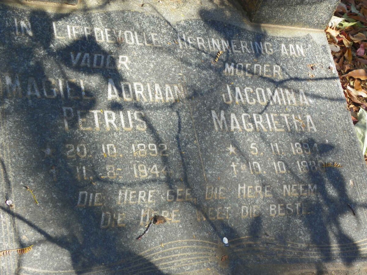 CERONIO Magiel Adriaan Petrus 1892-1944 &amp; Jacomina Magrietha 1894-1980