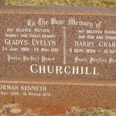CHURCHILL Harry Graham 1894-1962 &amp; Gladys Evelyn 1900-1981 :: CHURCHILL Norman Keith 1928-1973