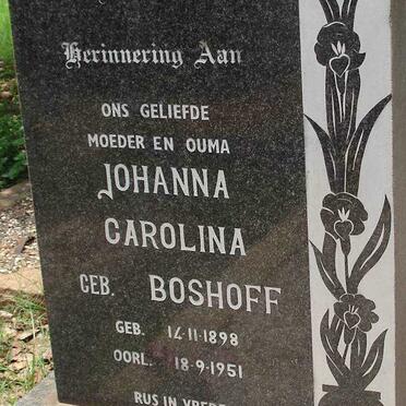 CILLIERS Johanna Carolina nee BOSHOFF 1898-1951
