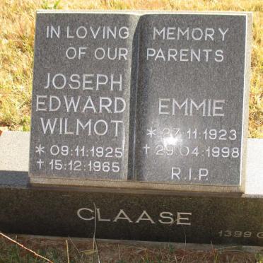 CLAASE Joseph Edward Wilmot 1925-1965 &amp; Emmie 1923-1998