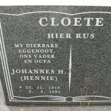 CLOETE Johannes H. 1919-1995