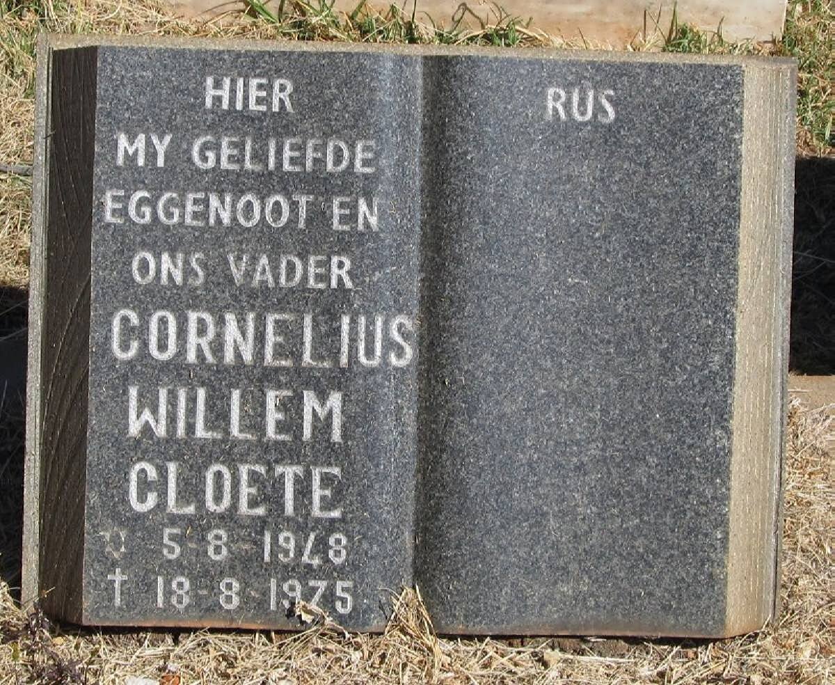 CLOETE Cornelius Willem 1948-1975