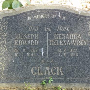 CLACK Joseph Edward 1865-1946 &amp; Gerarda Helena VREY 1887-1976
