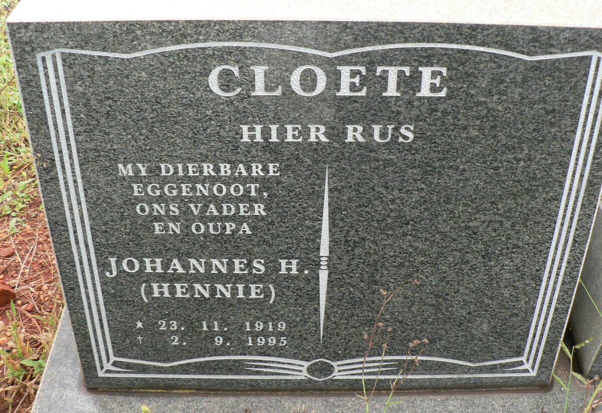 CLOETE Johannes H. 1919-1995
