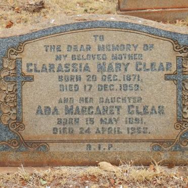 CLEAR Clarassia Mary 1871-1959 :: CLEAR Ada Margaret 1891-19?3
