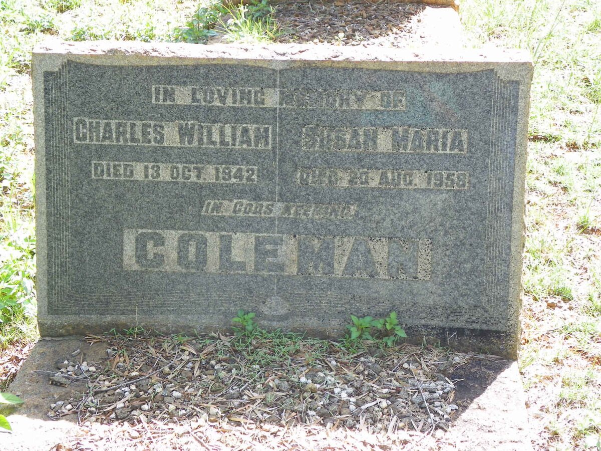 COLEMAN Charles William -1942 &amp; Susan Maria -1958