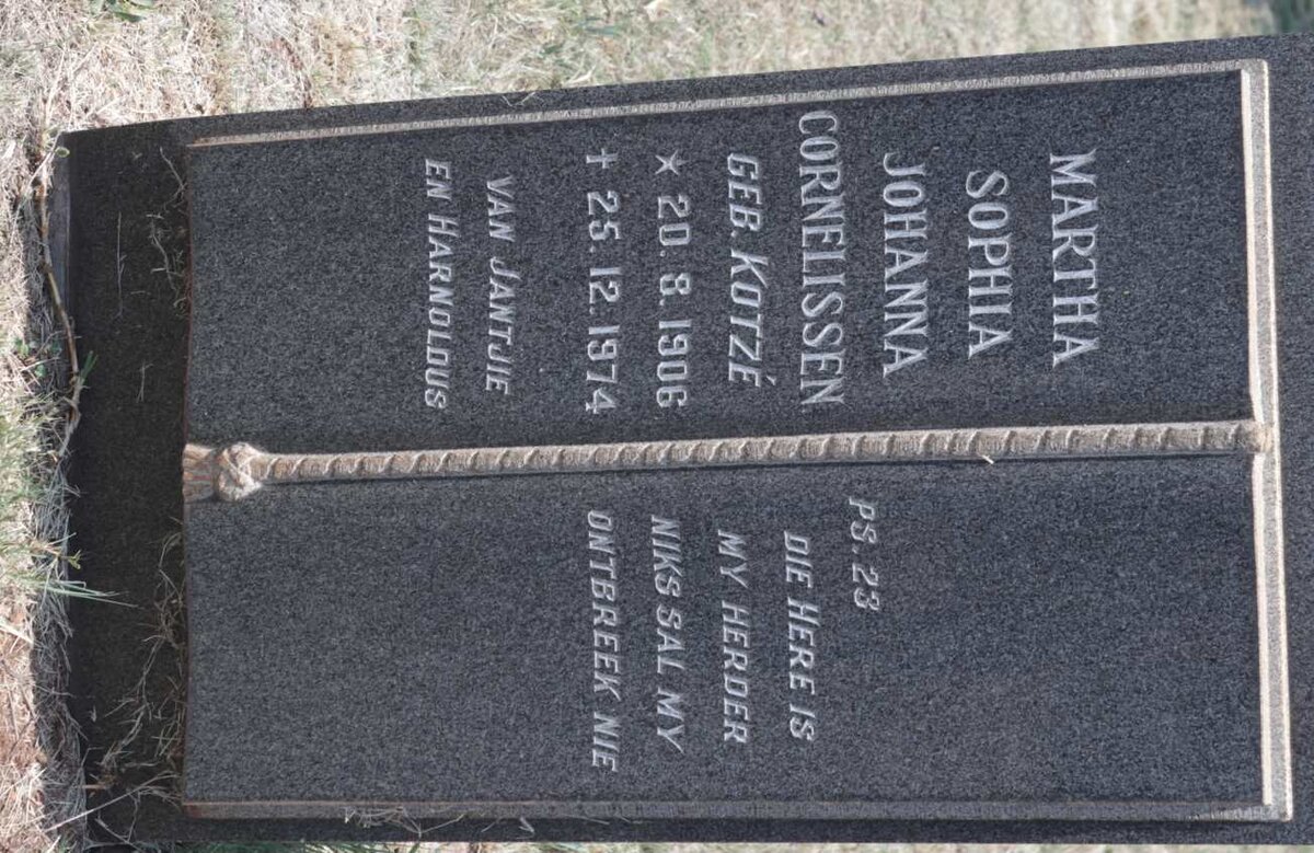 CORNELISSEN Martha Sophia Johanna nee KOTZE 1906-1974