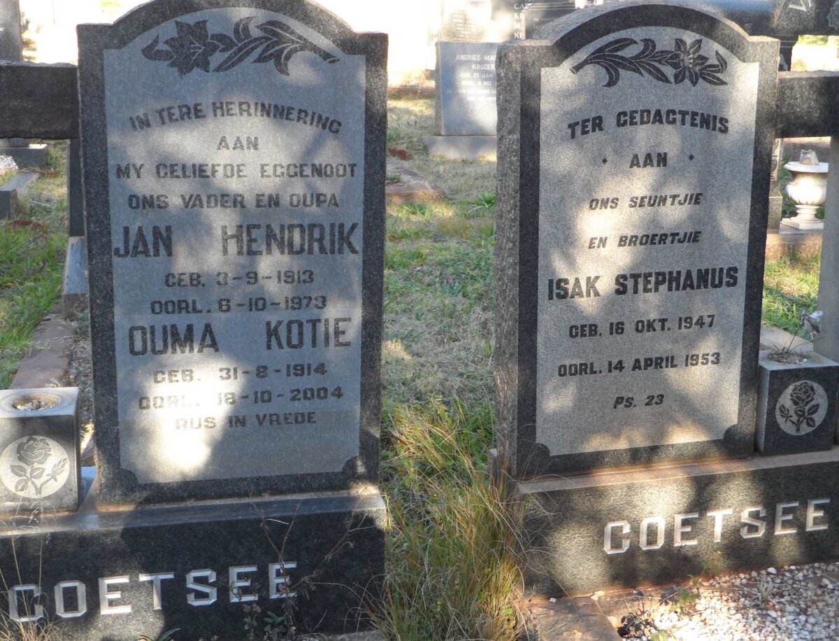 COETSEE Jan Hendrik 1913-1973 &amp; Kotie 1914-2004 :: COETSEE Isak Stephanus 1947-1953