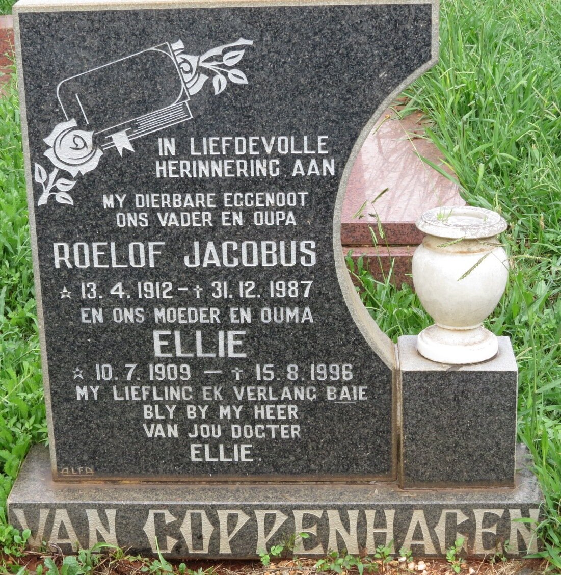 COPPENHAGEN Roelof Jacobus, van 1912-1987 &amp; Ellie 1909-1996
