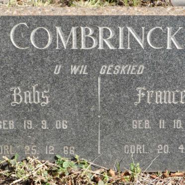 COMBRINCK Frances 1906-1965 &amp; Babs 1906-1966