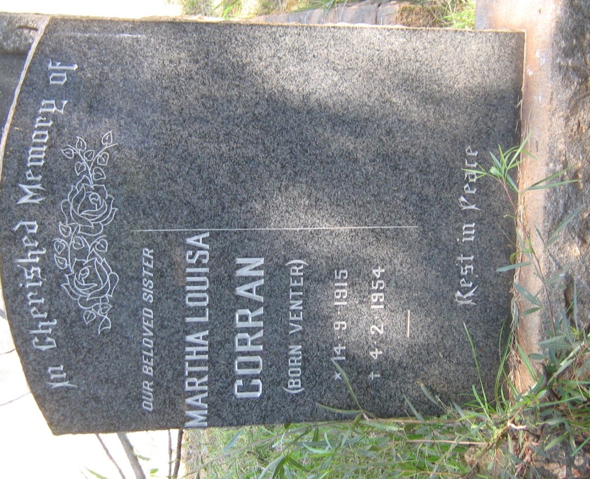 CORRAN Martha Louisa nee VENTER 1915-1954
