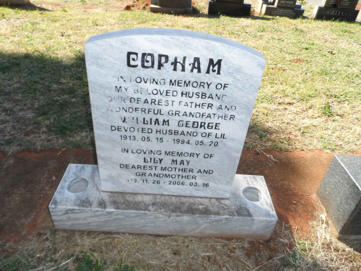 COPHAM William George 1913-1994 &amp; Lily May 1919-2006