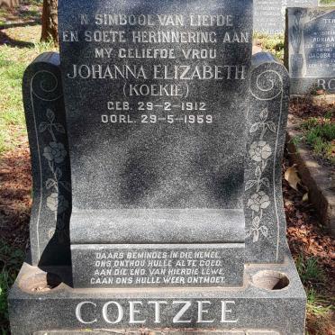 COETZEE Johanna Elizabeth 1912-1959