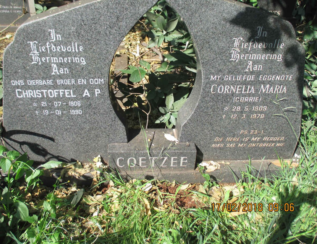 COETZEE Christoffel A.P 1906-1990 &amp; Cornelia Maria 1909-1978