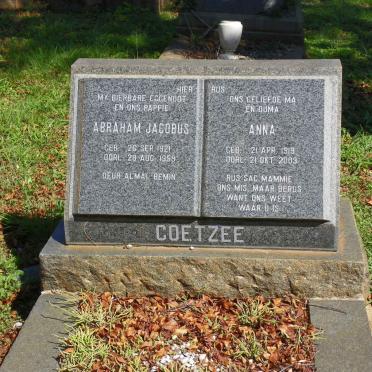 COETZEE Abraham Jacobus 1921-1959 &amp; Anna 1919-2003
