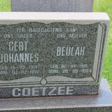COETZEE Gert Johannes 1914-1992 &amp; Beulah 1915-1994