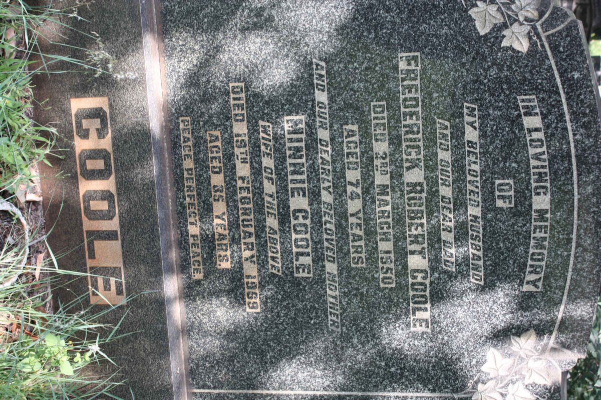 COOLE Frederick Robert -1950 &amp; Minnie -1969