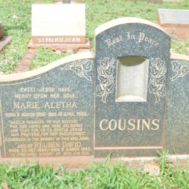 COUSINS Reuben David 1889-1952 &amp; Marie Aletha 1900-1950