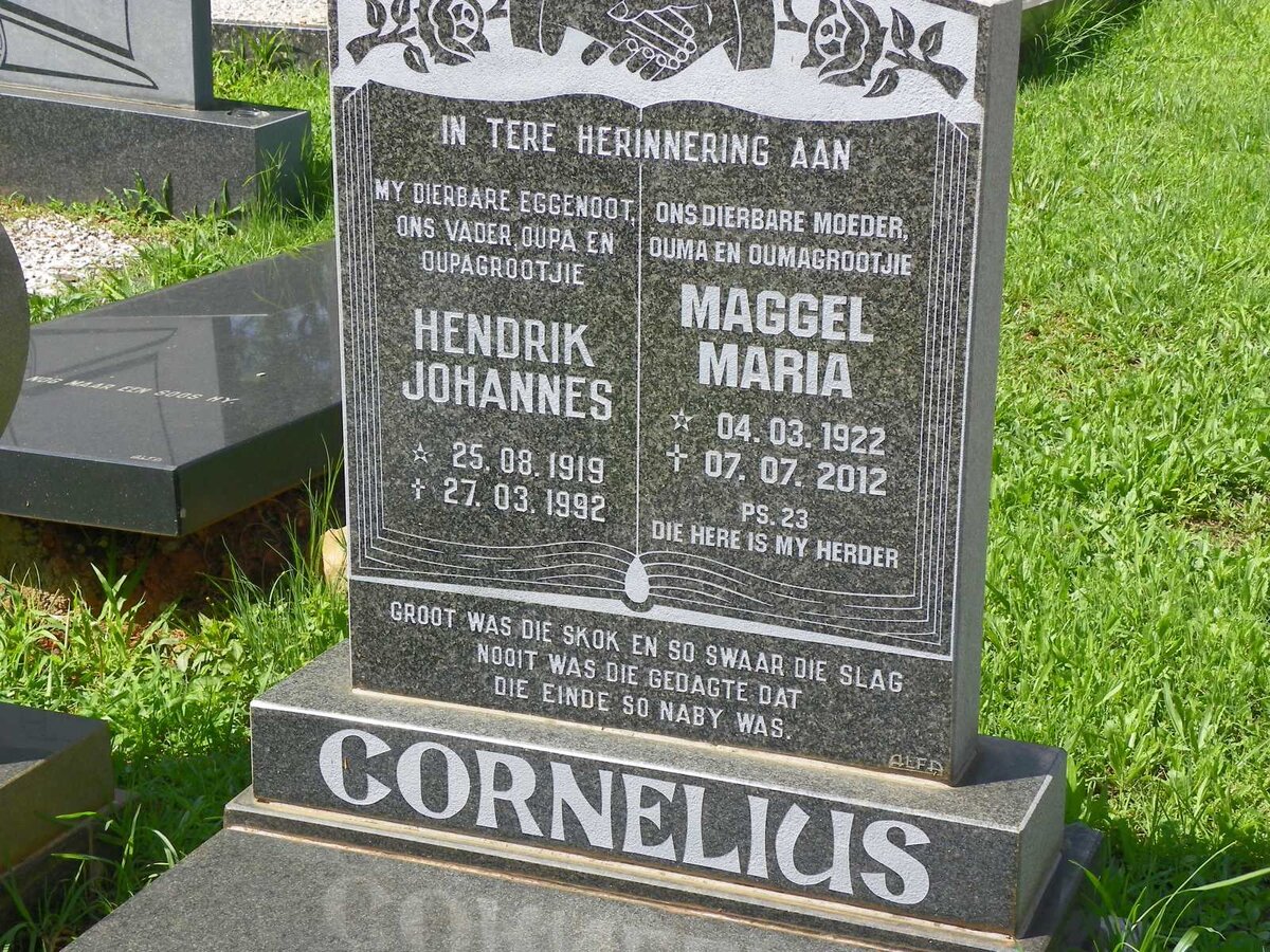 CORNELIUS Hendrik Johannes 1919-1992 &amp; Maggel Maria 1922-2012