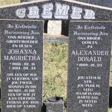 CREMER Alexander Donald 1969- :: CREMER Johanna Magrietha 1966-2014