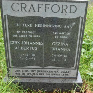 CRAFFORD Dirk Johannes Albertus 1918-1994 &amp; Gezina Johanna 1915-2001
