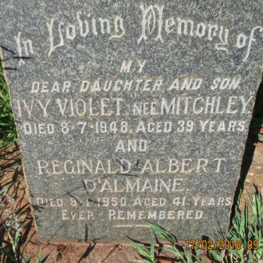 D'ALMAINE Reginald Albert -1950 &amp; Ivy Violet MITCHLEY -1948