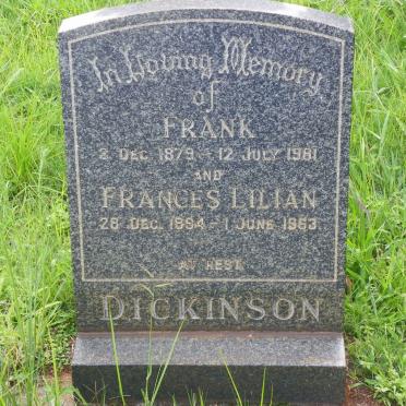 DICKINSON Frank 1879-1981 &amp; Frances Lilian 1894-1963